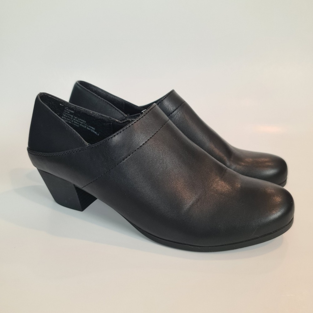 Black Rivet Marnie Women Black Faux Leather Block Heel Shooties Size 10M Career